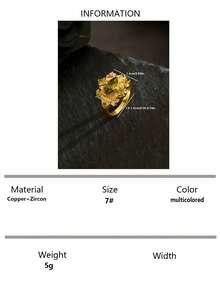 1pc Vintage Baroque Style Copper Alloy Zirconia Stone Women's Ring, Suitable For Party, Wedding, Retro Themed Occasions - Multicolor - View 20