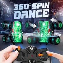 Carros de Control Remoto Monstruo Carro de Juguetes de Control Remoto para Niño Juguetes de Monster Truck con Luces y Música Carro Control Remoto de Dinosaurios para Niños - como en la foto - Ver 4