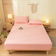 1 buah Sprei Fitted Warna Polos, Pelindung Kasur, Penutup Kasur untuk Tempat Tidur, Lembut dan Bernapas, Untuk Semua Ukuran Tempat Tidur - Twin, Full, King, Queen Size. Sprei dengan Kantong Dalam Hingga 11,8 Inci. Tekstil Rumah Tangga Bebas Kerut, Lebih Baik untuk Tidur, Dapat Dicuci dengan Mesin. Ukuran King, Queen, Full, Twin. - warna giok - View 2