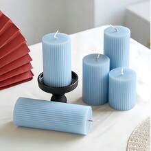 1 cây, dài từ 1,96 inch đến 7,87 inch, nến thơm phong cách Bắc Âu cổ điển màu xanh da trời sọc, làm thủ công, màu trơn, nến thơm hình trụ hình học sáng tạo, dạng cột cao, thích hợp cho đám cưới, trang trí tiệc sinh nhật, nến trang trí nhà cửa, quà tặng mùa đông, nến dễ thương cho ngày Valentine. - Nhiều màu - Xem 10