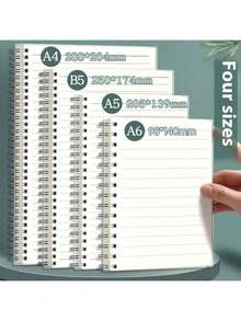 Cuaderno de espiral con líneas de cuadrícula A5/A4, 80 hojas/160 páginas, cubierta de PP transparente, cuaderno de diario con reglas Cornell, esencial para volver a la escuela - Blanco y Negro - Ver 5