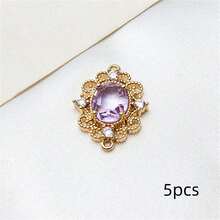 5/10 件复古优雅奢华时尚空心铜连接器带水钻装饰，DIY 耳环/项链/手链首饰配件，适合女士