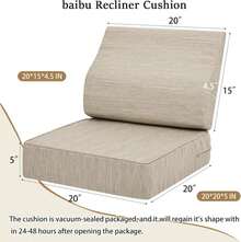 Baibu Gel Memory Foam Recliner Cushions With Lumbar Support Pillow For Elderly, 20x20x5 Inch Thick Dual-Layer Patent Design Non-Slip Seat Cushion For Recliner Chair For Reduce Hip &Amp; Lumbar Pain, Beige - ColorB - 查看 3