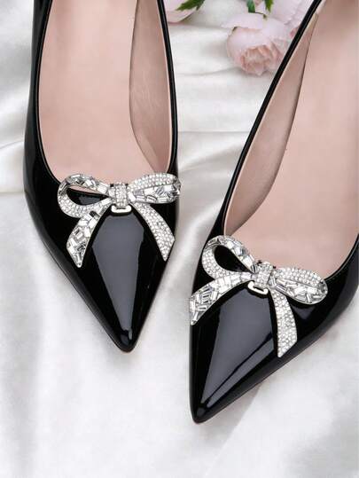 2pcs Detachable DIY Shoe Accessories, Faux Pearl, Rhinestone, Metal Silver/White/Gold Butterfly Decor, Fashion Elegant Shoe Clips, Suitable For High Heels, Shoes, Bags, Apparel, White, Apricot, Black, Orange, Red