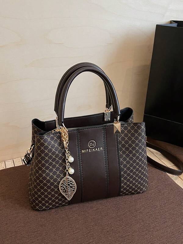 2025 New Fashion Elegant Women's One Shoulder Diagonal Crossbody Bag, Classic Print High-End Luxury Handbag, Minimalist Vintage Commuter Bag