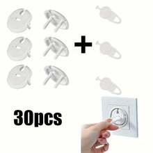 30个/25个/20个/10个装欧标/法标插头保护盖（带钥匙），婴儿安全电源插座盖，儿童安全插头盖，适用于电源插座，易于安装，坚固可靠，家庭和办公室儿童安全防护套装 - 彩色 - 查看 12