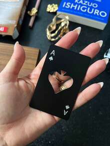 1/2个加厚黑桃A形和心形高品质不锈钢开瓶器，便携小巧，适合放在钱包、手提包、派对、露营、户外活动中 - 彩色 - 查看 4