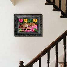 1pc Fashion Art PS Photo Frame, Tropical Boho Style With Leopard And Vibrant Floral Accents, Elegant Rectangular 3D Carving, Decorative Frame To Enhance Ambiance, Suitable For Home Living Room, Bedroom, Entryway Wall Decor - Multicolor - View 8