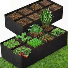 Garden Planting Bag Multi-Gird Felt Growing Bag Rectangle Planting Nursery Pot Vegetable Tomato Potato Planting Container Plant - Black - View 2