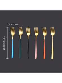 6pcs SUS304 Stainless Steel Forks, Long Handle Thickened, Premium Dinner Forks, Salad Dessert Fruit Forks, 6 Colors Including Gold And Silver Tones, Vibrant Colors, Beautiful, Suitable For Restaurants, Home, Gatherings, Dishwasher , 20.7cm/8.2in - Silver Set (6 Pieces) - View 6