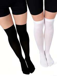 1/2/3 Pairs Velvet Over-The-Knee Socks, Slimming Mid-Calf Socks, Decorative Thigh High Socks, Outdoor Tall Socks, JK School Girl Style, Sports Socks, Suitable For Daily Wear All Year Round - Velvet Knee-high Socks - View 12