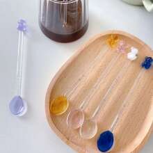 Bear Long Glass Spoon Coffee Spoon High Borosilicate Glass Spoon Dessert Spoons Glass Teaspoons  Teaspoons Coffee Mixing - 1 - Xem 8