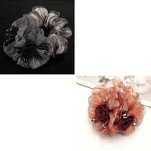 Korean Style Floral Elegant Large Scrunchie Mesh Hair Tie Elegant High-End Hair Accessory Women - Dây buộc tóc hình hoa đôi [màu tím] - Xem 9