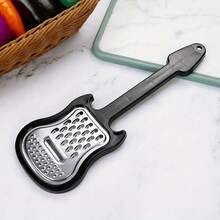 1pc/2pcs 3-In-1 Stainless Steel Cheese Grater, Guitar Shaped With Plastic Handle - For Hard Cheese, Parmesan, Cheddar, Ginger, Vegetables, Chocolate, Fruits - Creative Kitchen Tool, Cheese Slicer