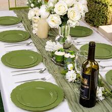100PCS Olive Green Plastic Plates - Plastic Green Plates Disposable Heavy Duty - Olive Disposable Plates For Christmas Including 50PCS 10'' Dinner 50PCS 7.5'' Dert - 綠色 - 查看 3