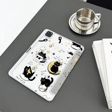 1 Starry Night Black Cat Doodle Pattern Protective Folio Tablet Case - Ideal For Lovers Of Sweet And Cute Styles ,Tablet Case With Pen Holder Compatible With IPad 10.9/10.2/ Air 5th Gen/Pro11/10th/9.7/Air 2/IPad (7th Gen)/ IPad (8th Gen)/IPad Air 4/5/IPad Pro 11/IPad 10th Generation 10.9-Inch 2022 Smart Case/IPad Air 13(M3 2025)/IPad Air 11(M3 2025)/IPad Air 11(M3 2025)/IPad 11(A16 2025), Auto Sleep/Wake Function - Multicolor - View 6