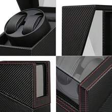 Automatic Double Watch Winder Display Box Rotator Watches Display Case Organizer - Black - View 4
