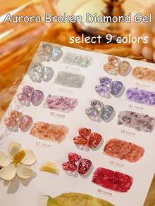 MISS SHAKA 10毫升Y2K指甲闪粉凝胶指甲油，超闪亮铂金亮片，高端潮流反光水钻美甲用品，圣诞美甲 - 彩色 - 查看 4