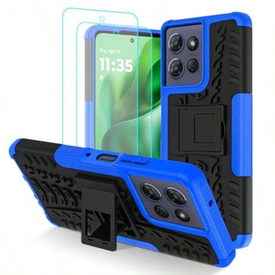 For Moto G Power 5G 2025 Case With 2 Pack Screen Protector Military Grade Shockproof Heavy Duty Robust Bumper Cover With Kickstand For Moto G Power 2025 Phone Case Blue - Màu xanh lam - Xem 1