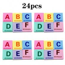 6/12/24pcs Cartoon Cute Pocket Erasers With Mini English Letters, Classroom Rewards And Party Favors, Collectible Desktop Pets - Various Fun Pet-Shaped Stationery, Perfect Student Rewards, And Prize Box Fillers