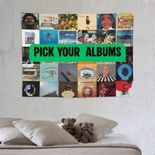 Custom Album Flag Music Collage Tapestry – Personalized Music Wall Flag |   Music Cover Art Banner |   Customizable Music Tapestry For Fans 2PDS - 如圖所示. - 查看 1