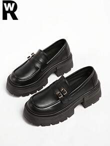 2025 New Platform Loafers For Petite Women, Comfortable, Versatile, Slip-On Casual Shoes - Black - View 1