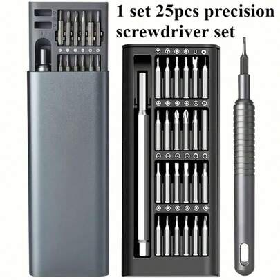 25-In-1 Precision Screwdriver Set, Magnetic Screwdriver Bits, Portable Multi-Function Repair Tool Kit, Durable Alloy, For Disassembling Smartphones, Tablets, Electronics, Eyeglasses, Watches, Jewelry - Fits Various Screw Heads