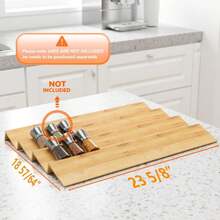 AMBIRD Bamboo Spice Drawer Organizer With Non-Slip Mat,4 Tier Jar Spice Rack Tray 95'',Seasoning Organizer For Kitchen,Cabinet,Drawers,Countertop - ColorE - View 4