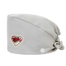 1 pezzo Cappellino da lavoro per donne in materiale di poliestere con stampa digitale a motivo a cuore del marchio, regolabile con elastico, adatto per medici, infermieri, saloni di bellezza, cliniche veterinarie, addetti alle pulizie e personale di servizio - Multicolore - Visualizzare 18