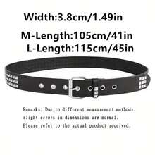 1条男女通用朋克风铆钉设计腰带，方形金字塔形PU皮革腰带，千禧朋克摇滚牛仔腰带，适合酷炫街头服饰和休闲装扮，万圣节、上学、秋季等场合。 - 白色 - 查看 4