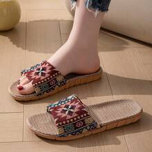 露趾拖鞋，平底，轻便，随机图案，波西米亚风格，男女通用，适合居家穿着 - 彩色 - 查看 10