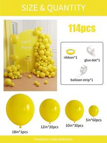 114/70/45/10pcs 18"/12"/10"/5" Matte Yellow Latex Balloon Set, Suitable For Easter, Bridal Shower, Wedding, Sunflower Birthday, Graduation, Christening, Gender Reveal, Spring Party Decor - Yellow - View 11