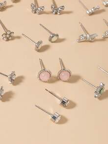 30pcs Delicate Small Stud Earrings Set, Minimalist Butterfly, Flower, Heart, Musical Note Designs, Non-Duplicate Earring Combo, Suitable For Holiday Gifts, Daily Wear, Dates