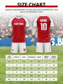 Bộ 2 áo và quần thi đấu đội tuyển quốc gia Anh City Super League chủ đề World Cup 2026, màu đỏ với họa tiết, được thiết kế riêng. Áo thun bóng đá tùy chỉnh làm quà tặng năm mới. Phong cách thể thao bóng đá thoải mái, giản dị, cá tính. - Đỏ - Xem 2