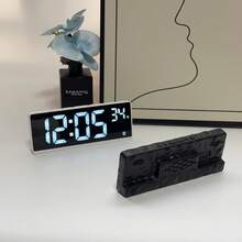 Reloj despertador digital LED multifuncional, reloj despertador digital LED alimentado por USB, reloj electrónico con alimentación por batería, muestra la hora, la fecha, la temperatura, formato de 12/24 horas, decoración del hogar, decoración del dormitorio (baterías no incluidas), decoración del hogar, decoración de la habitación, regalo para fiestas, regalo de cumpleaños, regalo de graduación - Carcasa blanca, pantalla blanca - Ver 4