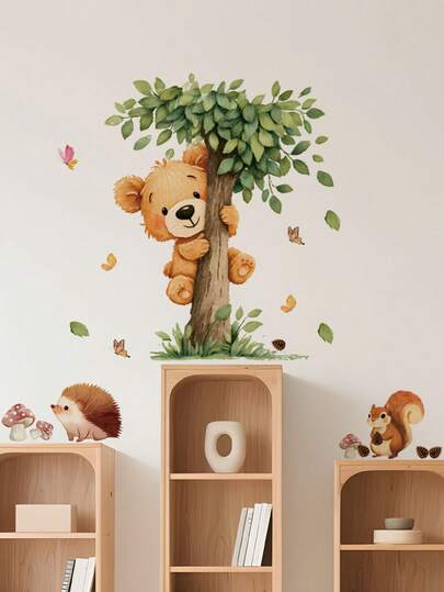 1pc Animal & Floral Wallpaper, Removable Wall Sticker, Personalized Gift, Wall Decor For Boys/Girls Room, Living Room, Bedroom, Window