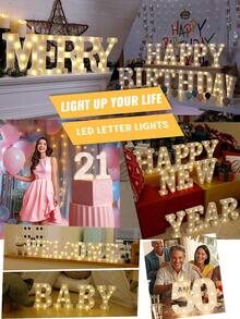 （1/3/4/5个LED数字灯（6.3英寸/8.27英寸） - 浪漫情人节求婚装饰 | 暖白光，节后、生日、婚礼（不含电池）） - 白色 - 查看 8