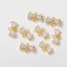 2/4/6 件铜色锆石蝴蝶结双环吊坠、DIY 耳环手链项链别致新娘发饰