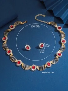 3件套不规则设计新娘女士时尚水晶项链套装，性感珠宝套装，适合婚礼、送礼、派对。