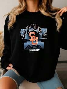 Vintage 90s Syracuse University Orange Men Hooded Graphic Sweatshirt (Xl) - 黑色 - 查看 1