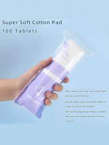 100pcs Round Facial Makeup Remover Pads, Double-Sided Disposable Cleansing Pads, Suitable For Face Washing And Skincare, 3-Ply Thickened Double-Sided Makeup Remover Pads, Soft And Skin-Friendly, Can Also Remove Nail Polish, Disposable Round Facial Cleansing Makeup Remover Pads, Travel Friendly - White - View 5