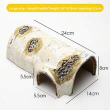 1个树脂爬行动物躲藏洞穴，多入口玻璃缸装饰，适用于壁虎、蜥蜴、蛇，有助于蜕皮 - 彩色 - 查看 3