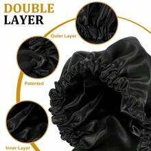Awegeo 2pcs Women's Double-Layer Satin Sleep Cap, Smart Adjustable Buckle Design - Solid Color Loose Fit, Hair Protection, Luxurious Elastic Trim, Nighttime Moisture, Daytime Hairstyle Maintenance - 2pcs-set1 - View 3