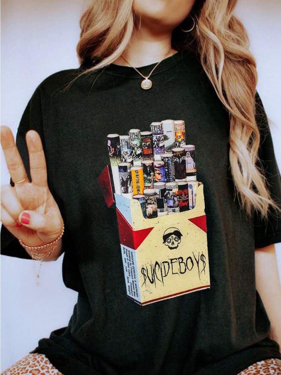 Uicideboy Personalized Printed Short-Sleeved T-Shirt-1 (2) - 黑色 - 查看 1