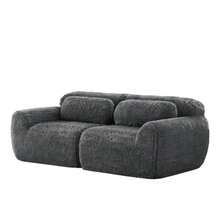 L-Shaped 2-Sitzer Sofa, Richer Plüschstoff, Modular, Frei Combinierbar, Mit Kissen. Weich, High Elastic Materials, Keine Montage Erforderlich, Geeignet Für Kleine Wohnzimmer Und Räume, Grau - 灰色 - 查看 2