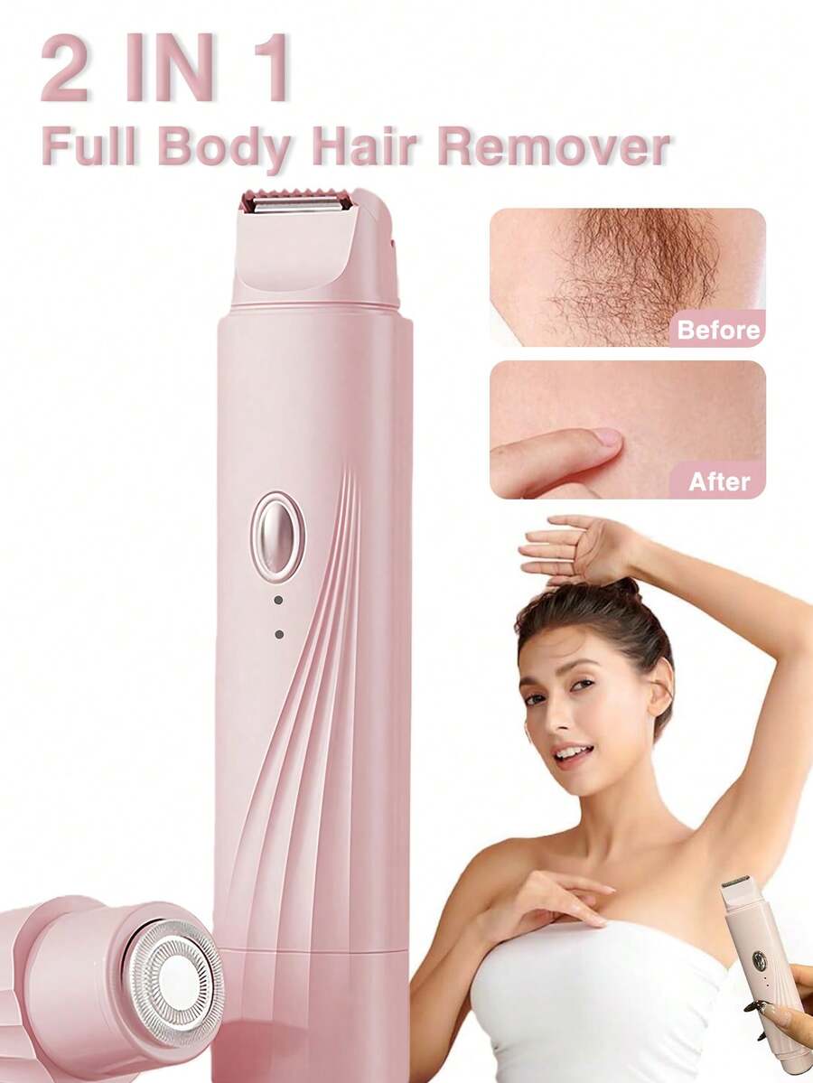 GENAI Women's Electric Shaver, Wireless, Dual Head Shaver, Mini Portable, Wet & Dry Use, Suitable For Face, Arms, Armpits, Legs, Intimate Areas - Multicolor - View 1