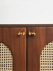 5个欧式奢华蝴蝶结橱柜拉手，适用于厨房橱柜、衣柜、抽屉、鞋柜、玄关柜、卧室柜，优质五金配件，实心黄铜拉手，含螺丝 - 彩色 - 查看 6