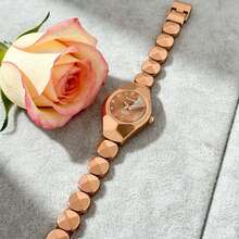 1pc Women's Watch, Exquisite Fashion Dial Quartz Watch, Elegant Luxury Fashion Bracelet Watch Jewelry Clasp, Suitable For Daily Wear, Anniversary Gift, Birthday Gift, Halloween Gift, Etc. - Coffee Brown - View 4