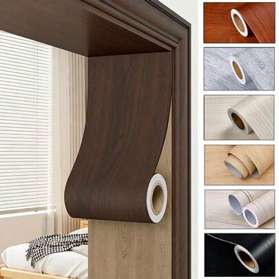5m X 15cm Vintage Furniture Door Sticker, Faux Wood Grain Wallpaper For Furniture Renovation, Waterproof Self-Adhesive Wall Sticker For Cabinets, Floors, Furniture, Home Decor, Spring Decoration
