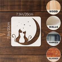 4pcs Moon Cat Stencils - 7.9x7.9 Inch Reusable DIY Handcraft, Wall, Fabric And Frame Delicate Cat Shape Design, Suitable For Painting And Creative Projects, Craft Stencils - Multicolor - View 6